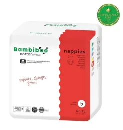Bambiboo Cottonwear Jednorazowe pieluszki z bawełną organiczną dla dzieci rozmiar 5Junior (12-17 kg) 24 szt.