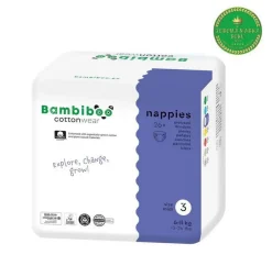 Bambiboo Cottonwear Jednorazowe pieluszki z bawełną organiczną dla niemowląt rozmiar 3 Midi (6-11 kg) 26 szt.
