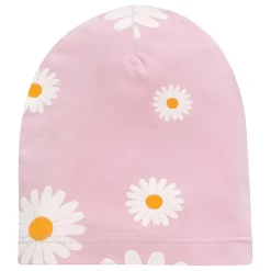 Bawełniana czapka dla niemowląt i dzieci różowa w stokrotki - Daisy | Pinokio