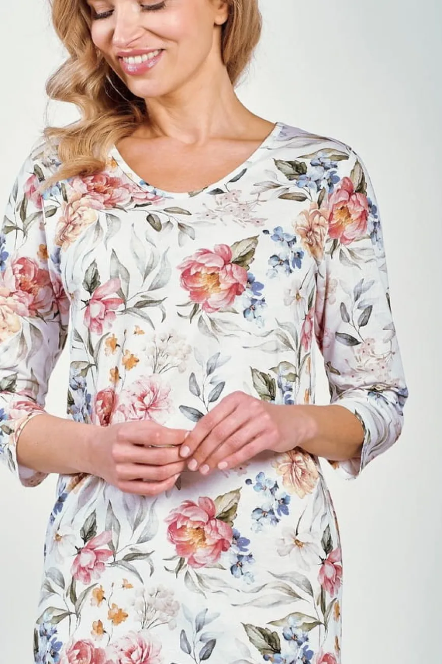 Bawełniana koszula nocna w duże kwiaty Louisa | Taro 3248