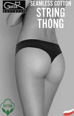 Bezszwowe stringi damskie Seamless - czarne | Gatta
