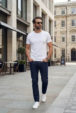 Biały T-SHIRT MĘSKI REGULAR FIT Linia Premium - Dolce Sonno