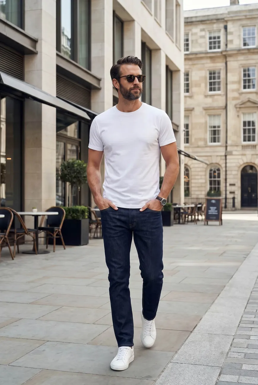 Biały T-SHIRT MĘSKI REGULAR FIT Linia Premium - Dolce Sonno