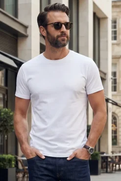 Biały T-SHIRT MĘSKI REGULAR FIT Linia Premium - Dolce Sonno