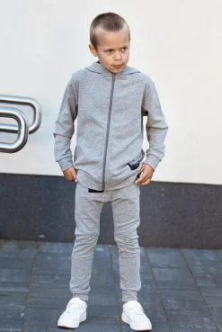 Bluza chłopięca rozpinana z kapturem Flavi/Szara - Wualaa by dolce sonno