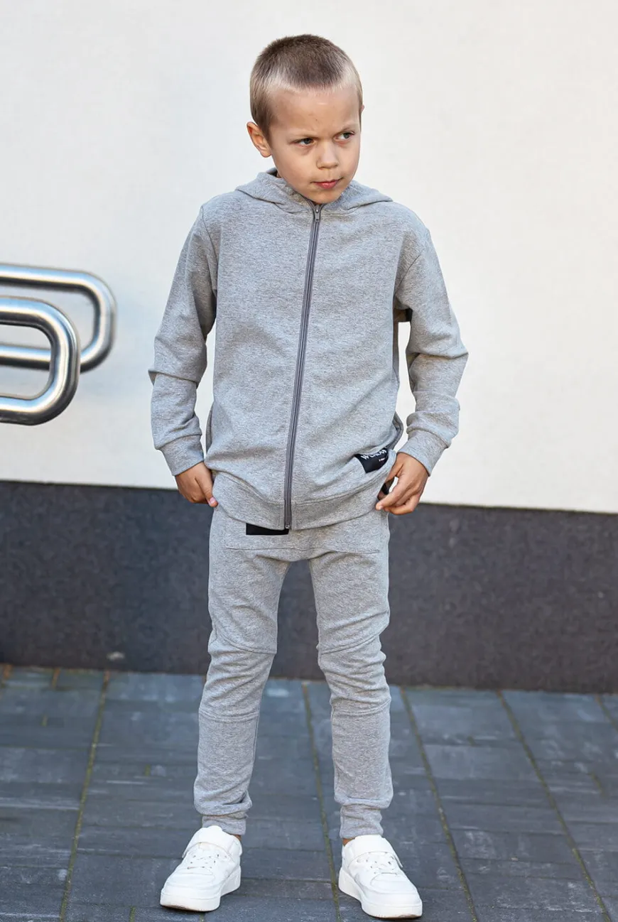 Bluza chłopięca rozpinana z kapturem Flavi/Szara - Wualaa by dolce sonno