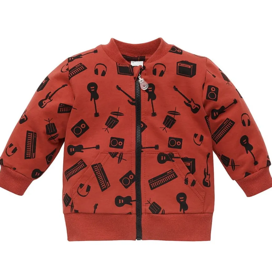 Bluza dziecięca rozpinana czerwona w instrumenty muzyczne - Let's Rock | Pinokio
