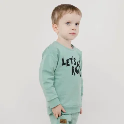 Bluza dziecięca zielona z napisem - Let's Rock | Pinokio