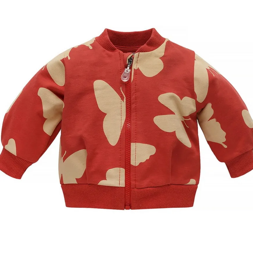 Bluza dziewczęca rozpinana czerwona w motyle - Imagine | Pinokio