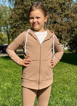 Bluza dziewczęca rozpinana z kapturem Cocco/Kawa - Wualaa by dolce sonno