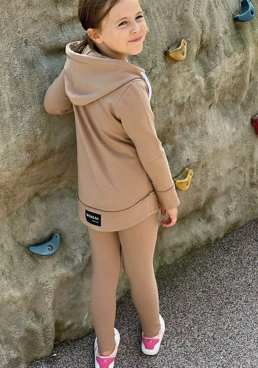 Bluza dziewczęca rozpinana z kapturem Cocco/Kawa - Wualaa by dolce sonno