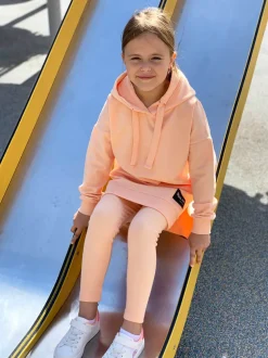 Bluza dziewczęca z kapturem z asymetrycznym dołem Little Eva/Orange - Wualaa by dolce sonno
