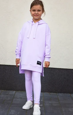 Bluza dziewczęca z kapturem z asymetrycznym dołem Little Eva/Lilac - Wualaa by dolce sonno