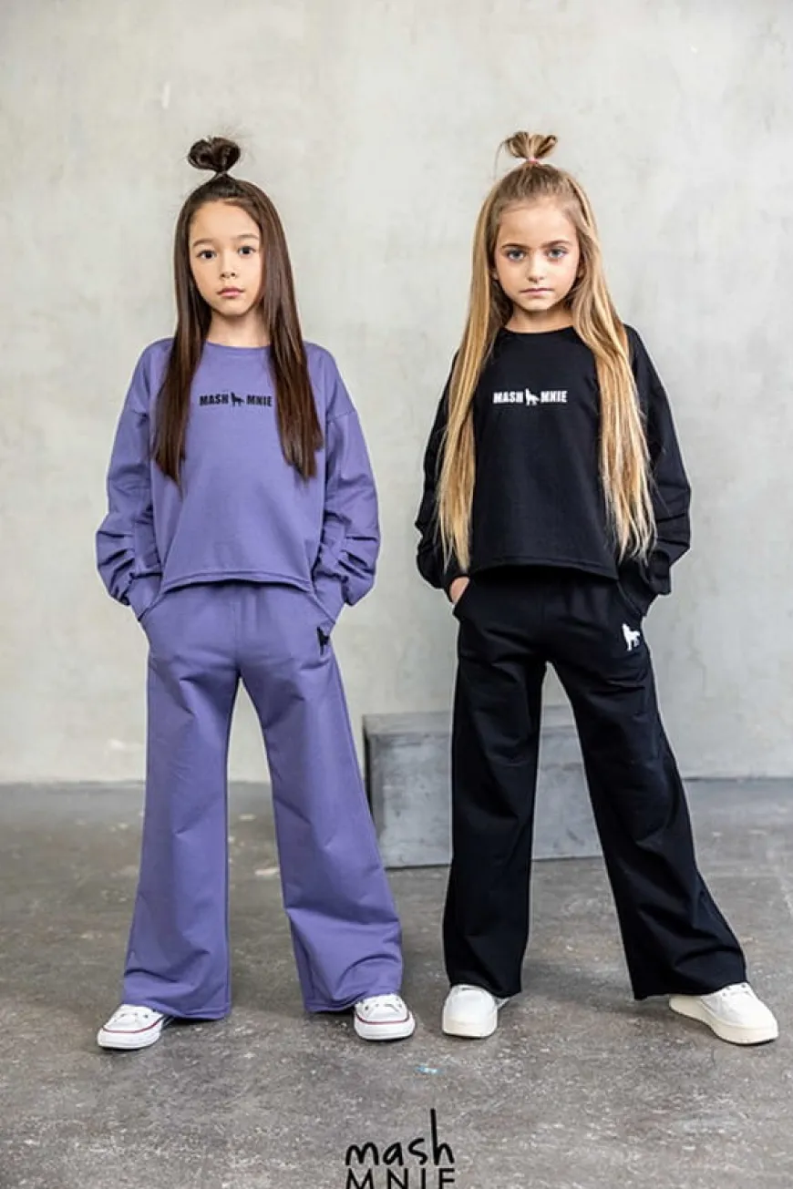Bluza dziewczęca z marszczonym rękawem Aria/Fiolet - MashMnie
