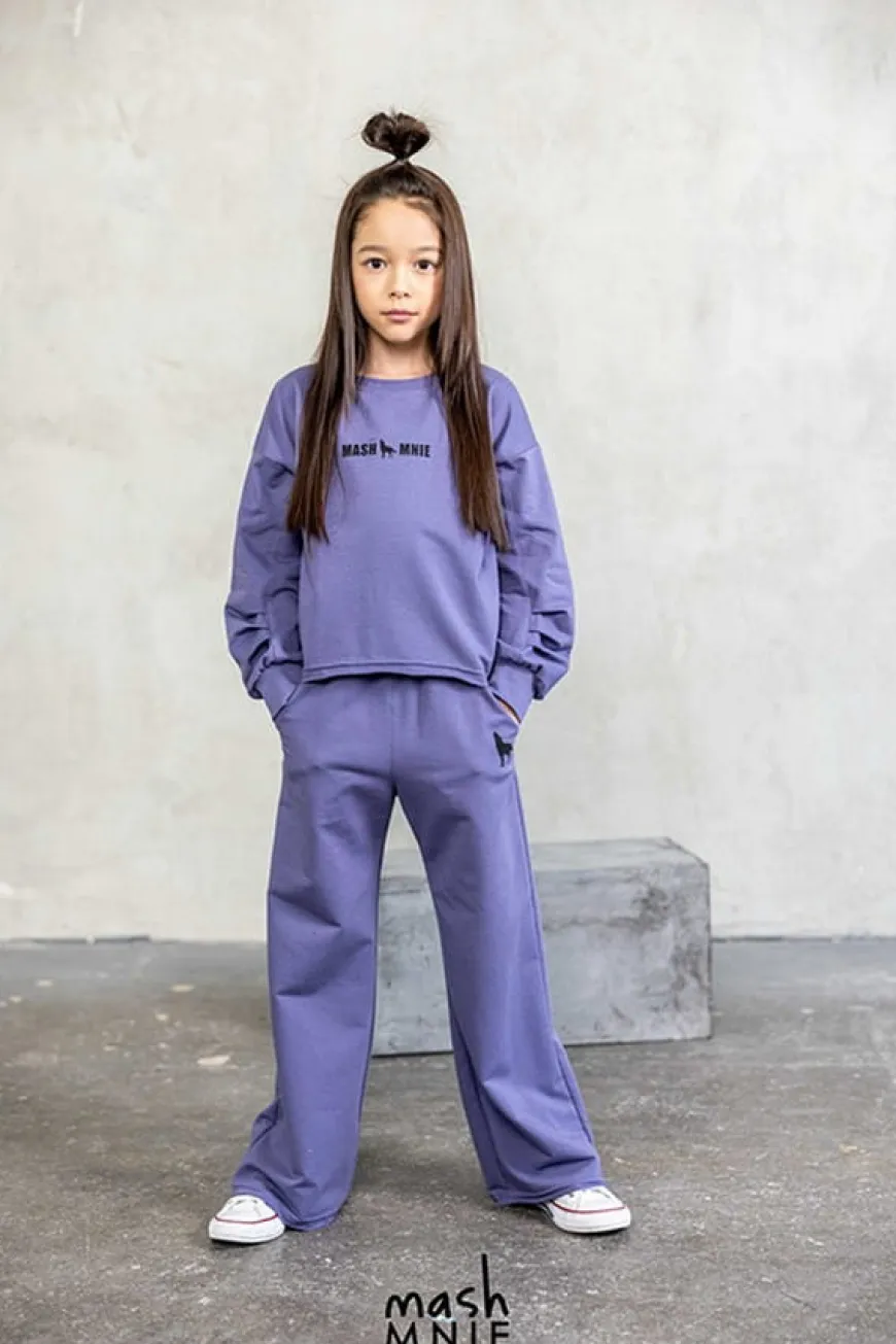 Bluza dziewczęca z marszczonym rękawem Aria/Fiolet - MashMnie