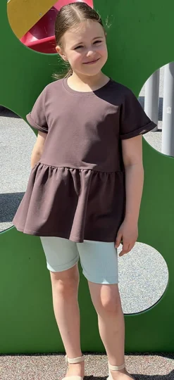 Bluzka dziewczęca Long z baskinką Candy/Czekolada Summer Girl - WUALAA by dolce sonno