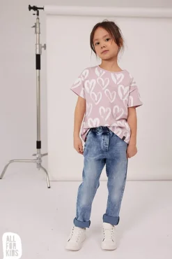 Bluzka dziewczęca różowa w serca - All for Kids