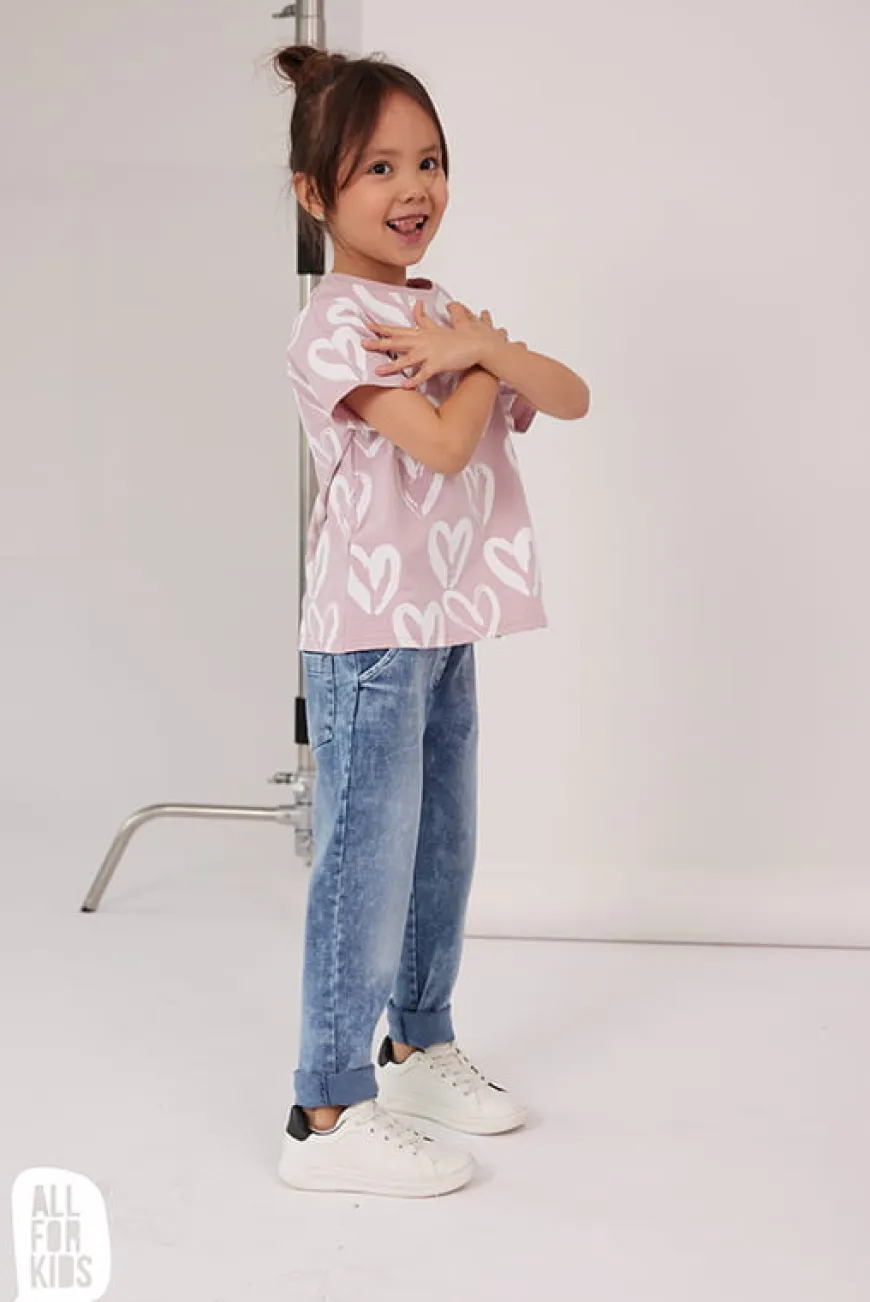 Bluzka dziewczęca różowa w serca - All for Kids