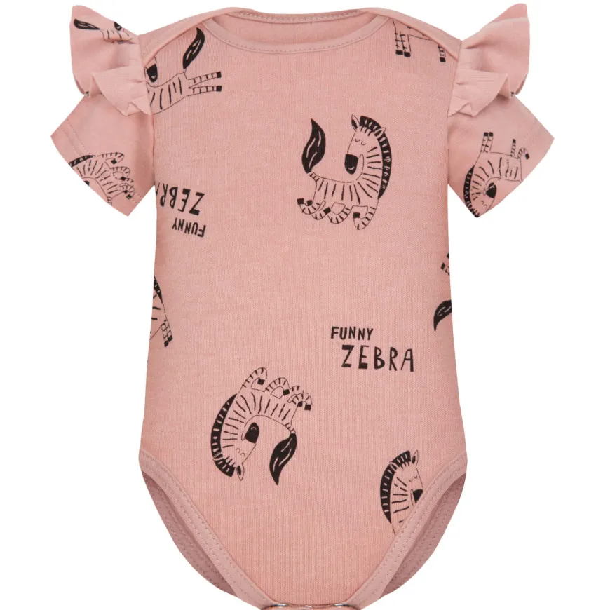 Body dziewczęce z krótkim rękawem Funny Zebra Blush - Dolce Sonno