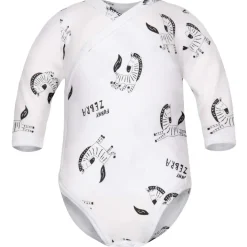 Body kopertowe niemowlęce z długim rękawem Funny Zebra Biel - Dolce Sonno