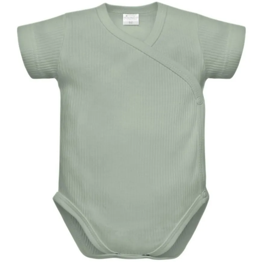 Body kopertowe z krótkim rękawem zielony prążek - Lovely Day | Pinokio