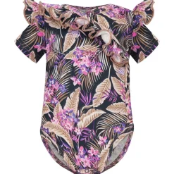 Body kopertowe z krótkim rękawem dla dziewczynki Exotic Flowers - Dolce Sonno