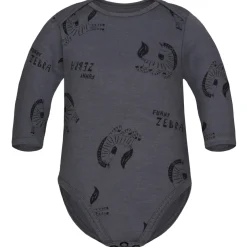 Body z długim rękawem dla dzieci Funny Zebra Grafit - Dolce Sonno
