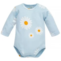 Body z długim rękawem niebieskie w stokrotki - Daisy | Pinokio