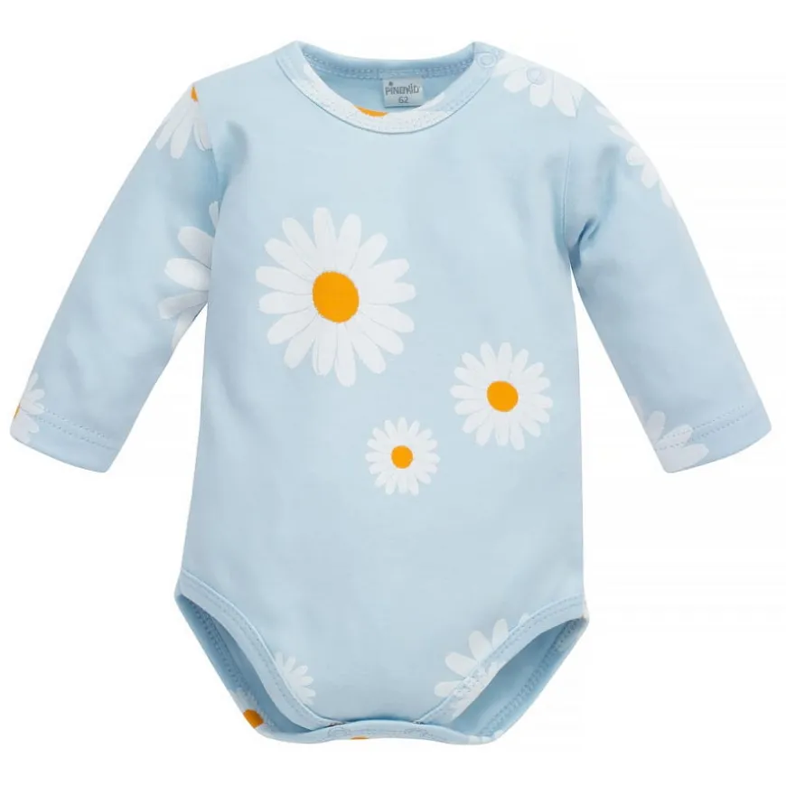 Body z długim rękawem niebieskie w stokrotki - Daisy | Pinokio