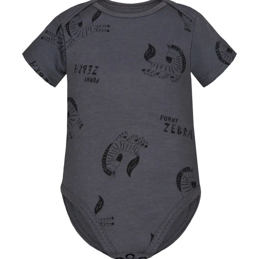 Body z krótkim rękawem dla dzieci Funny Zebra Grafit - Dolce Sonno