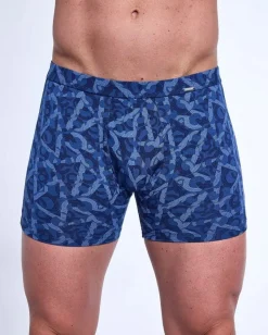 Bokserki męskie bawełniane Prime w kratkę jeans | Cornette 904/122