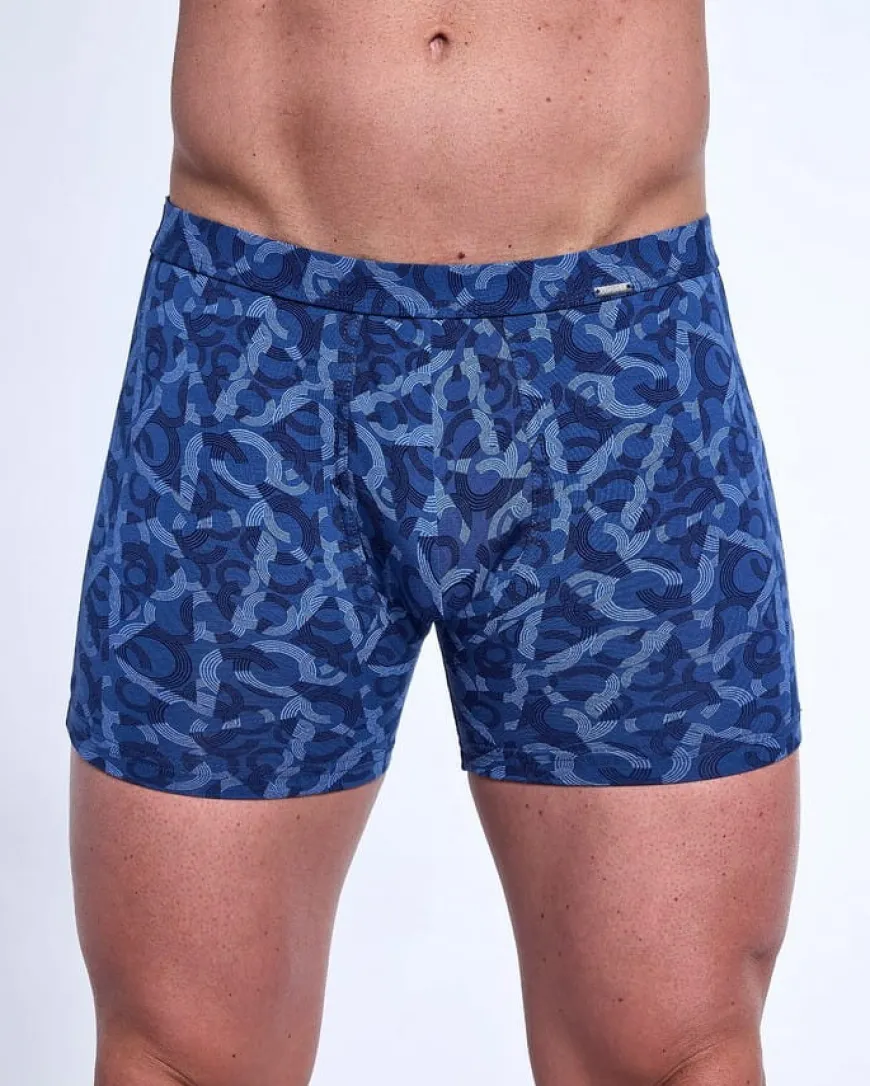 Bokserki męskie bawełniane Prime w kratkę jeans | Cornette 904/122