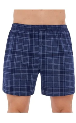 Bokserki męskie klasyczne bawełniane Comfort - granat kratka | Cornette 002/288