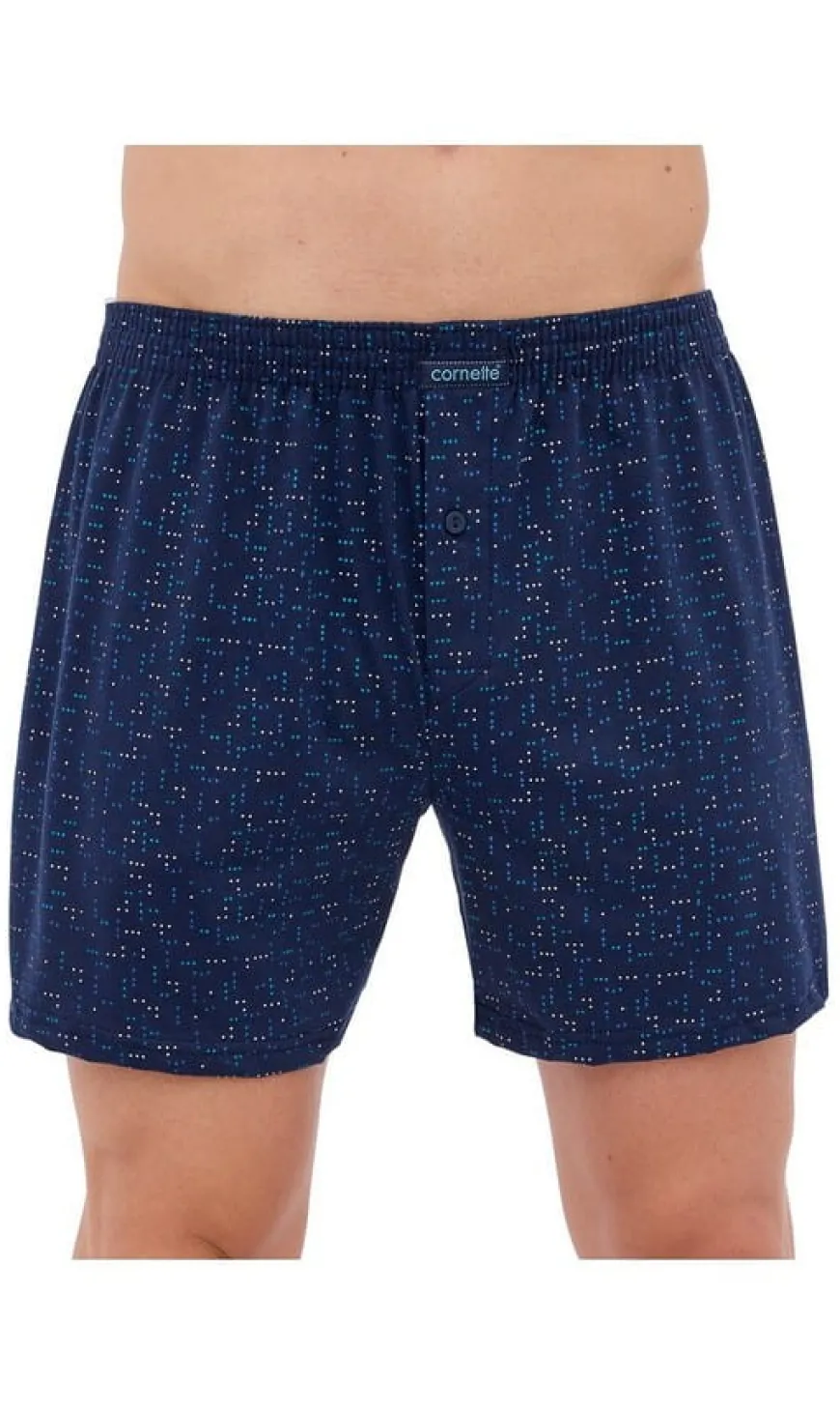 Bokserki męskie klasyczne bawełniane Comfort - granat kropki | Cornette 002/285