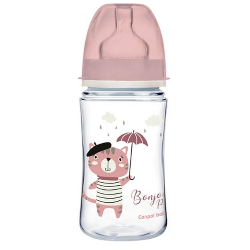 Butelka antykolkowa 240ml szeroka Bonjour Paris - różowa | Canpol 35/232