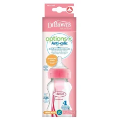 Butelka antykolkowa z szeroką szyjką różowa 270ml OPTIONS PLUS | Dr.Brown's
