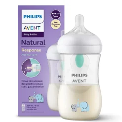 Butelka do karmienia, antykolkowa Philips Avent Natural Responsywna  Dekor 260ml + smoczek 1m+