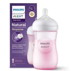 Butelka do karmienia Philips Avent Natural Responsywna  260ml - Różowa ze smoczkiem 1m+