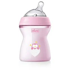 Butelka Natural Feeling plastikowa Chicco do karmienia 2m+ 250ml różowa