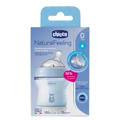 Butelka Natural Feeling plastikowa Chicco do karmienia od pierwszych dni życia 150ml Niebieska