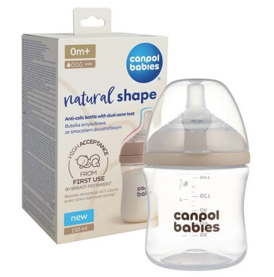 Butelka Natural Shape ze smoczkiem dwustrefowym 150 ml Canpol Babies