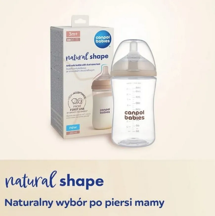 Butelka Natural Shape ze smoczkiem dwustrefowym 260 ml Canpol Babies