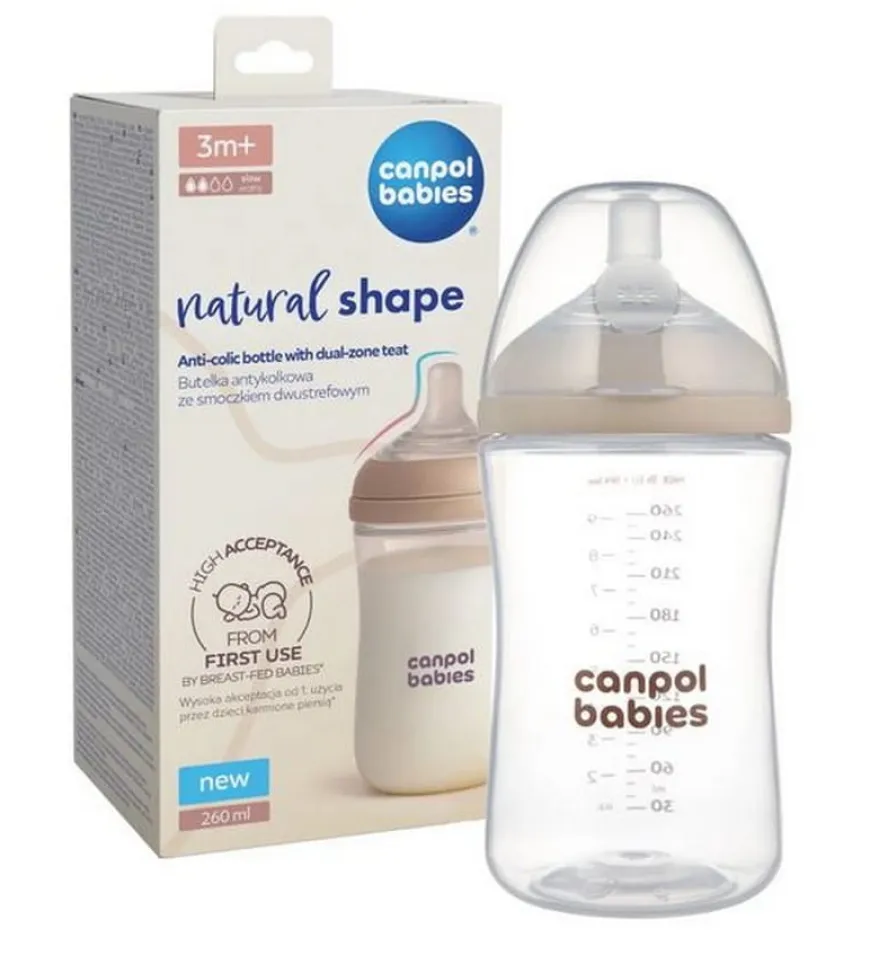 Butelka Natural Shape ze smoczkiem dwustrefowym 260 ml Canpol Babies