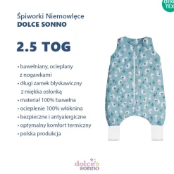 Całoroczny śpiworek bawełniany dla dziecka z nogawkami 2,5 TOG Lama | Dolce Sonno