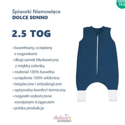 Całoroczny śpiworek niemowlęcy muślinowy Double Gauze 2,5 TOG Granat | Dolce Sonno
