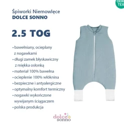Całoroczny śpiworek niemowlęcy muślinowy Double Gauze 2,5 TOG Khaki | Dolce Sonno
