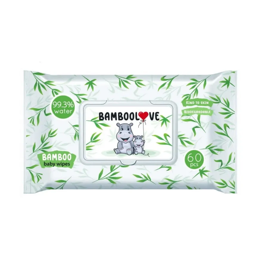 Chusteczki nawilżane bambusowe dla niemowląt - Bamboolove 60szt