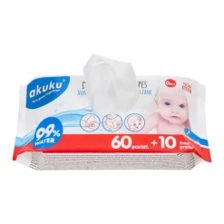 Chusteczki nawilżane 99% wodą, jednorazowe dla dzieci - Akuku