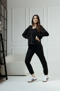 Comfort & Luxury - Bluza na ekspres z kapturem Leah Black