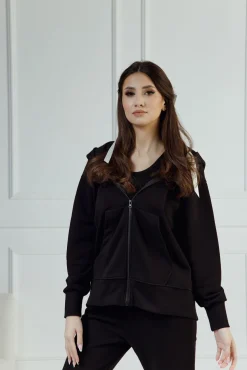Comfort & Luxury - Bluza na ekspres z kapturem Leah Black